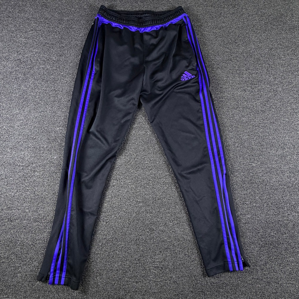 Adidas Track Pants Mens M Tiro 15 Black Purple 3-Stripe Climacool S30156 EUC